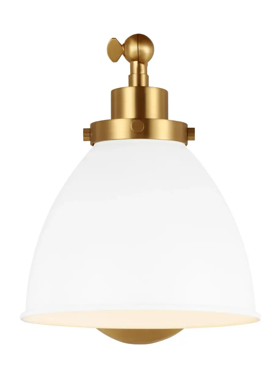 Wellfleet One Light Wall Sconce in Matte White and Burnished Brass