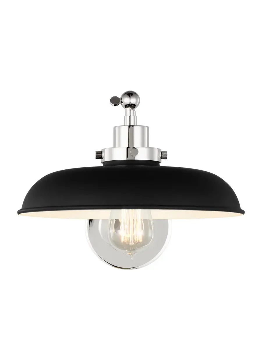 Wellfleet One Light Wall Sconce in Midnight Black and Polished Nickel