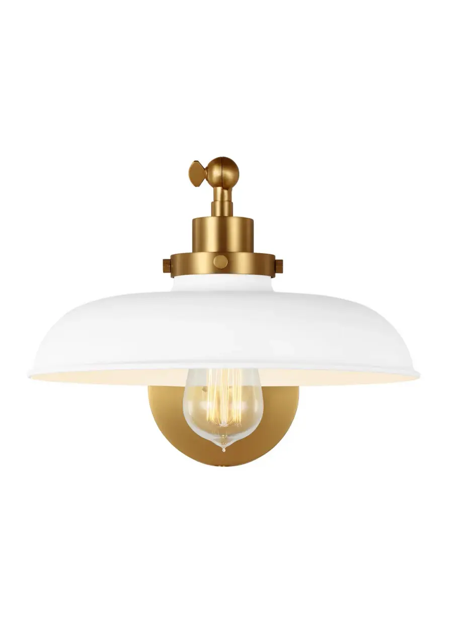 Wellfleet One Light Wall Sconce in Matte White and Burnished Brass