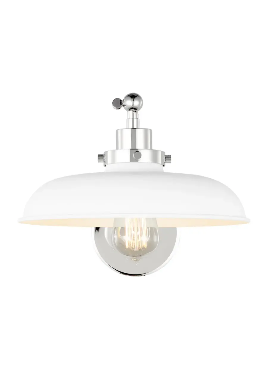 Wellfleet One Light Wall Sconce in Matte White and Polished Nickel
