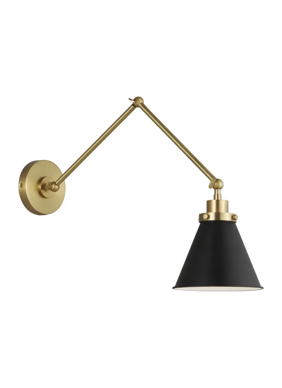 Wellfleet One Light Wall Sconce in Midnight Black and Burnished Brass