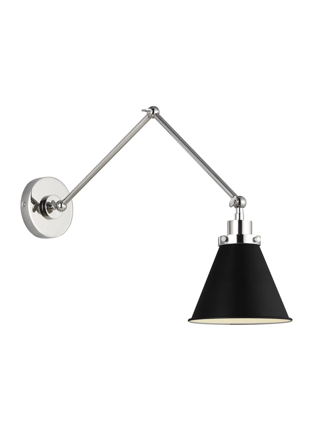 Wellfleet One Light Wall Sconce in Midnight Black and Polished Nickel
