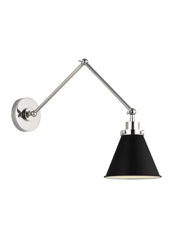 Wellfleet One Light Wall Sconce in Midnight Black and Polished Nickel