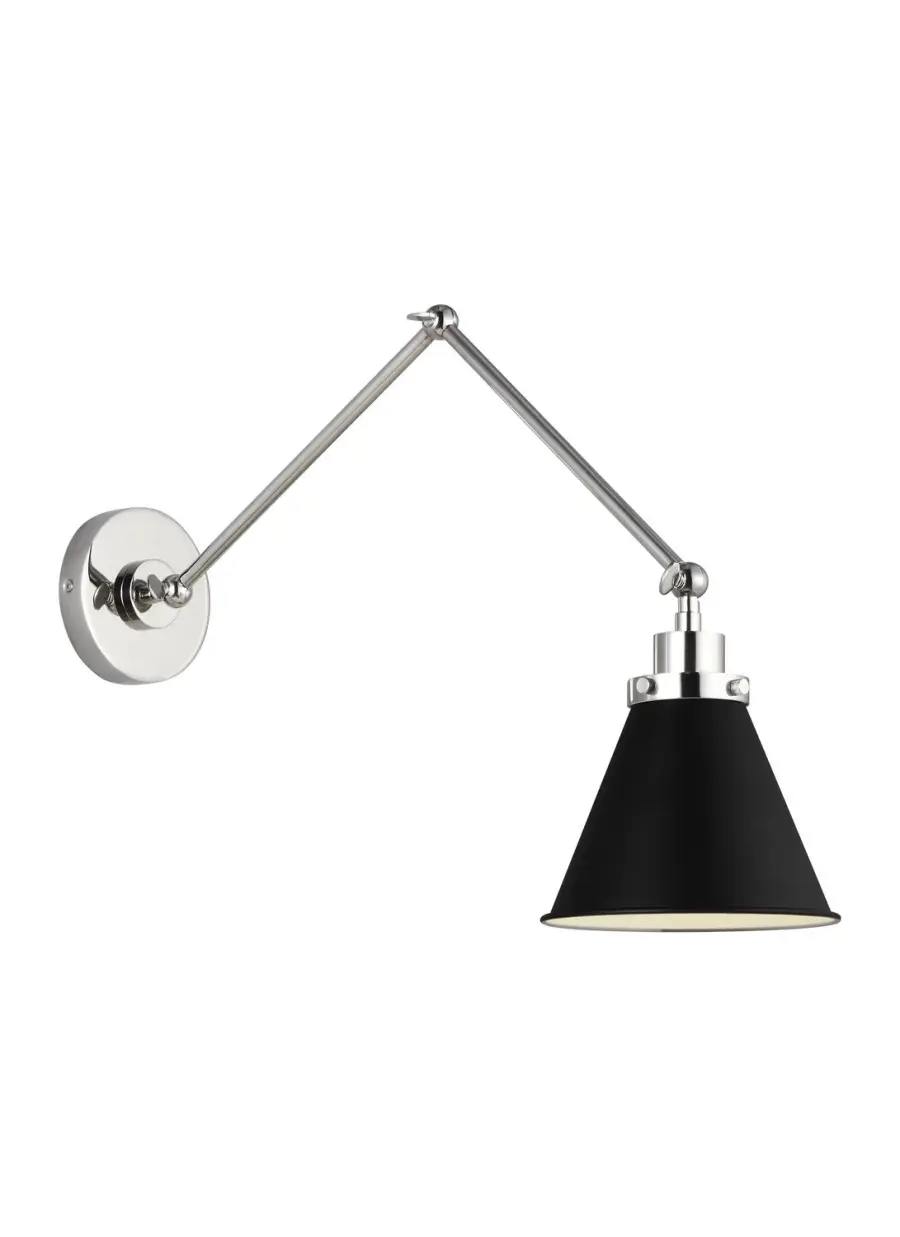 Wellfleet One Light Wall Sconce in Midnight Black and Polished Nickel