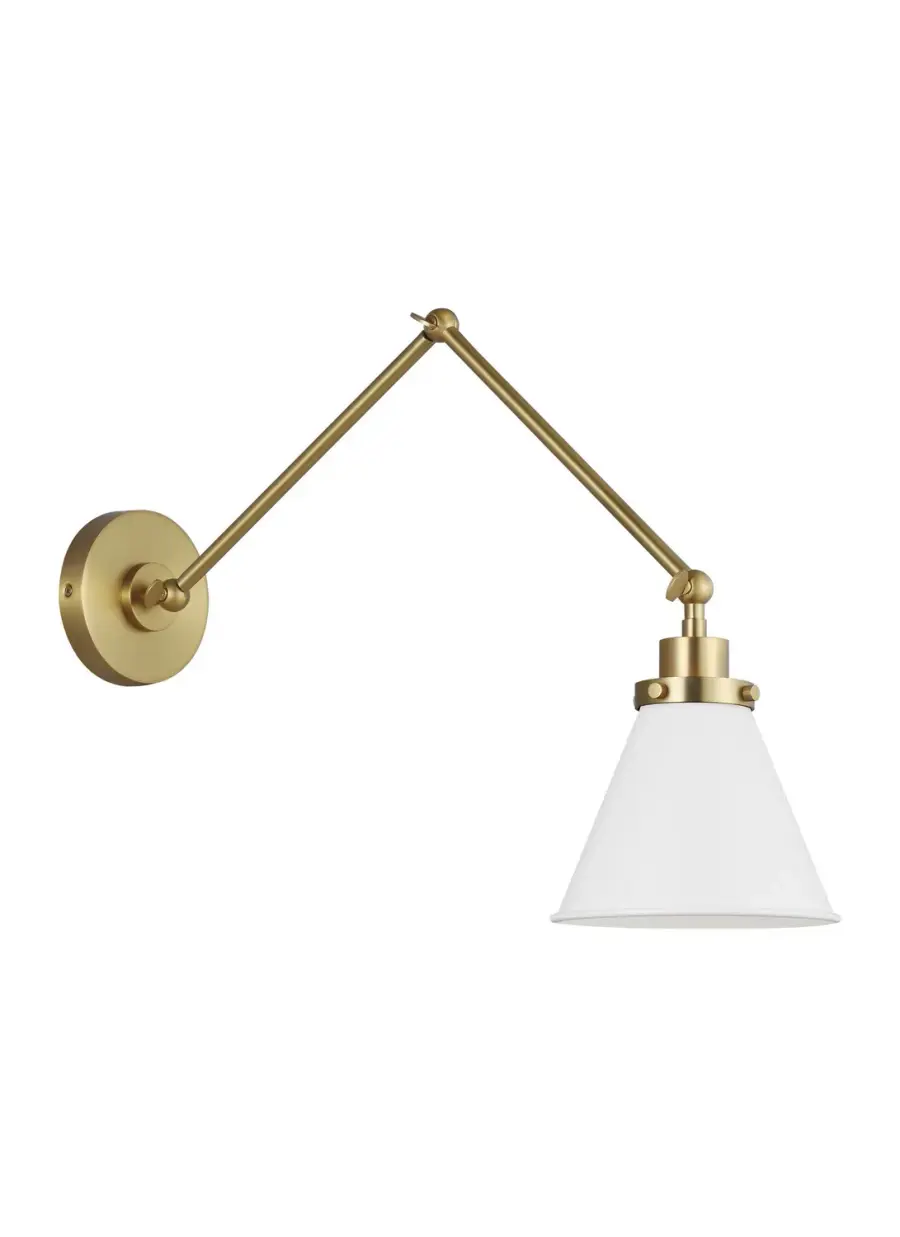 Wellfleet One Light Wall Sconce in Matte White and Burnished Brass