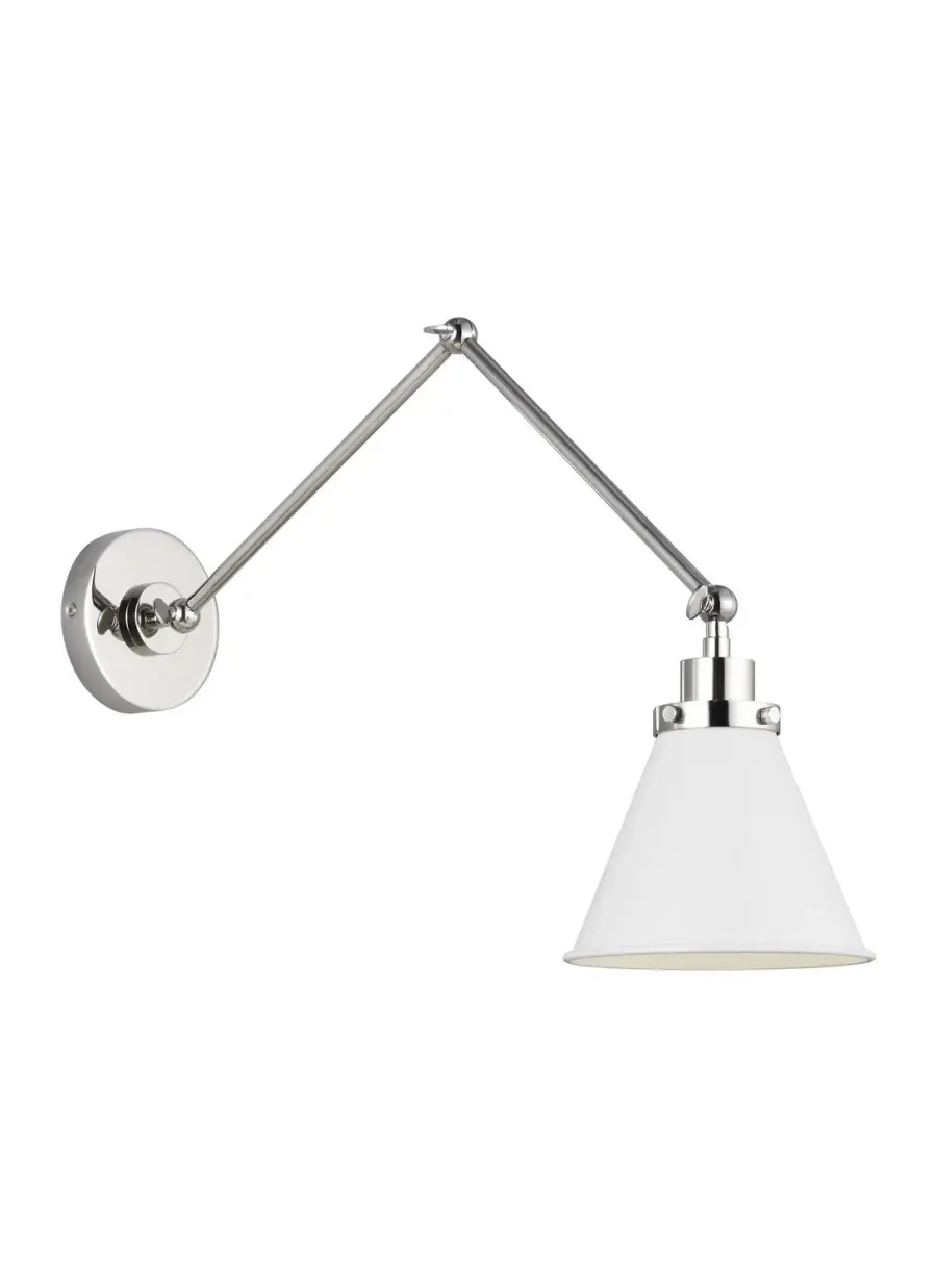 Wellfleet One Light Wall Sconce in Matte White and Polished Nickel