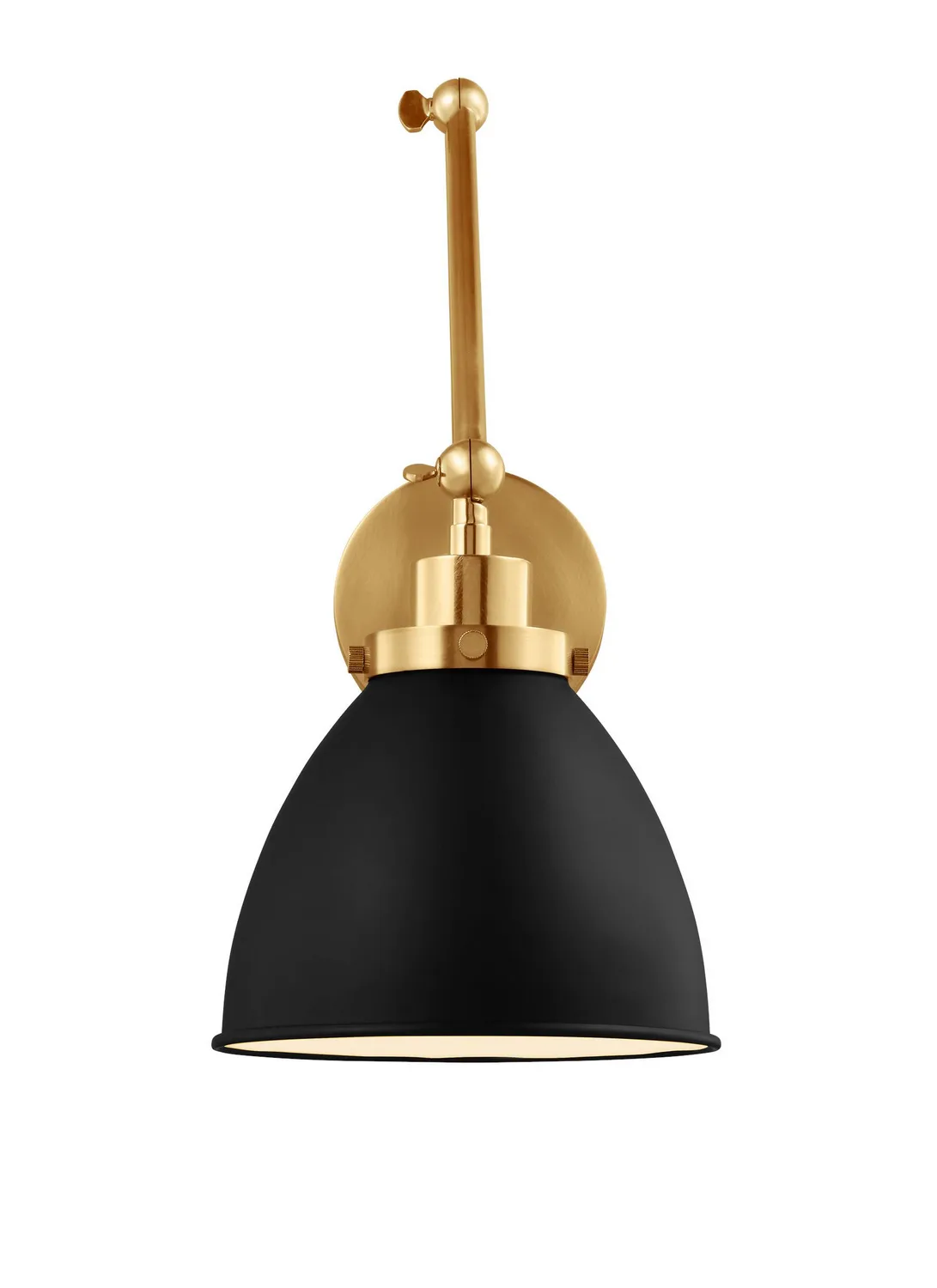 Wellfleet One Light Wall Sconce in Midnight Black and Burnished Brass
