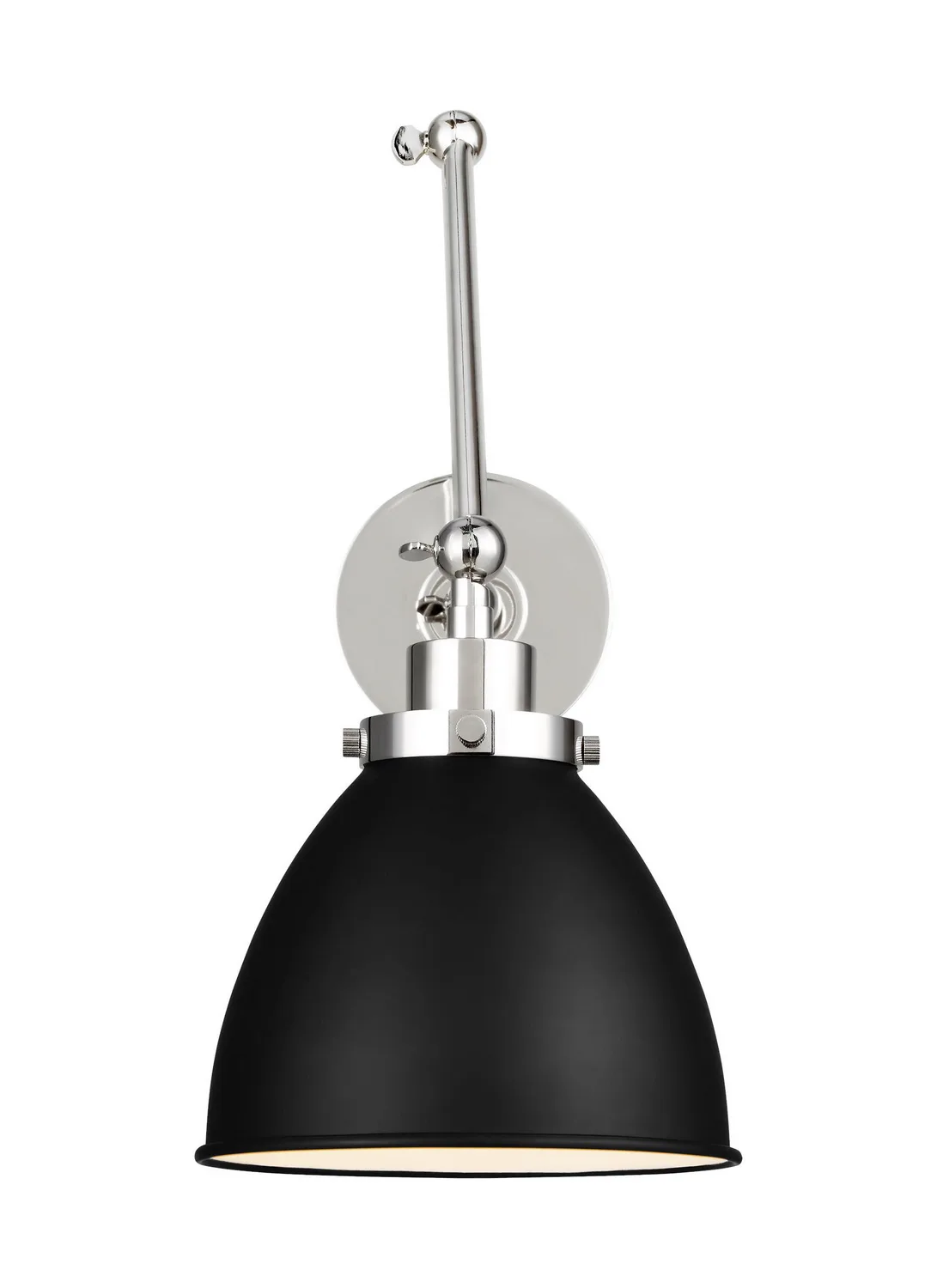 Wellfleet One Light Wall Sconce in Midnight Black and Polished Nickel