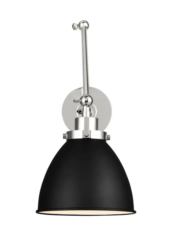 Wellfleet One Light Wall Sconce in Midnight Black and Polished Nickel