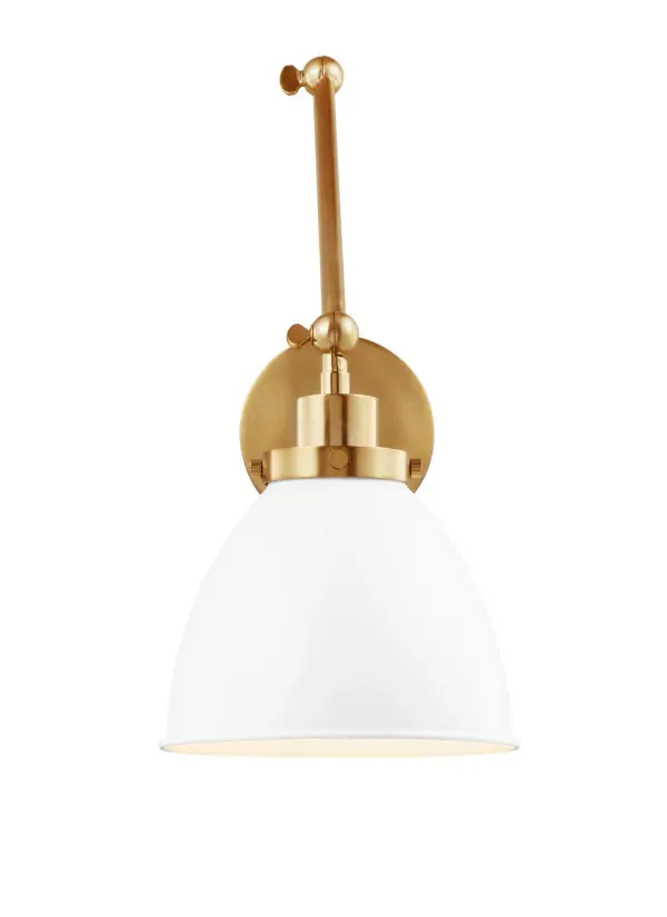 Wellfleet One Light Wall Sconce in Matte White and Burnished Brass