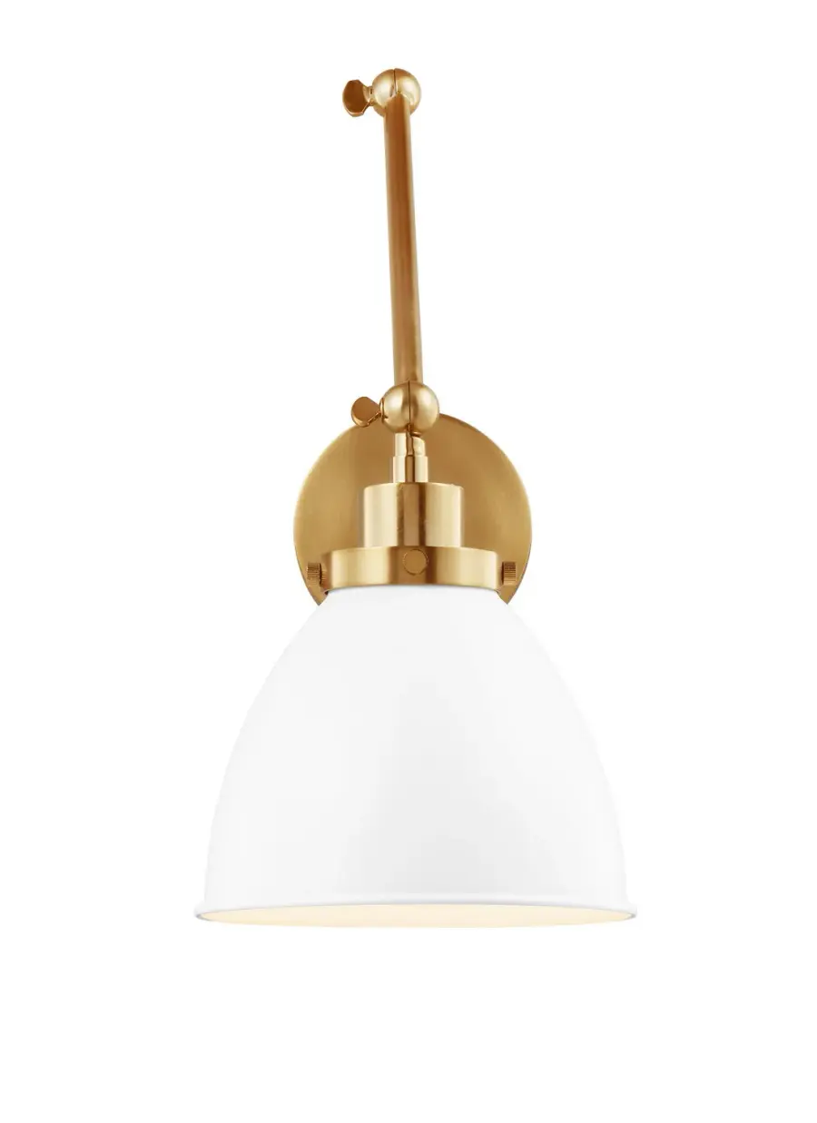 Wellfleet One Light Wall Sconce in Matte White and Burnished Brass