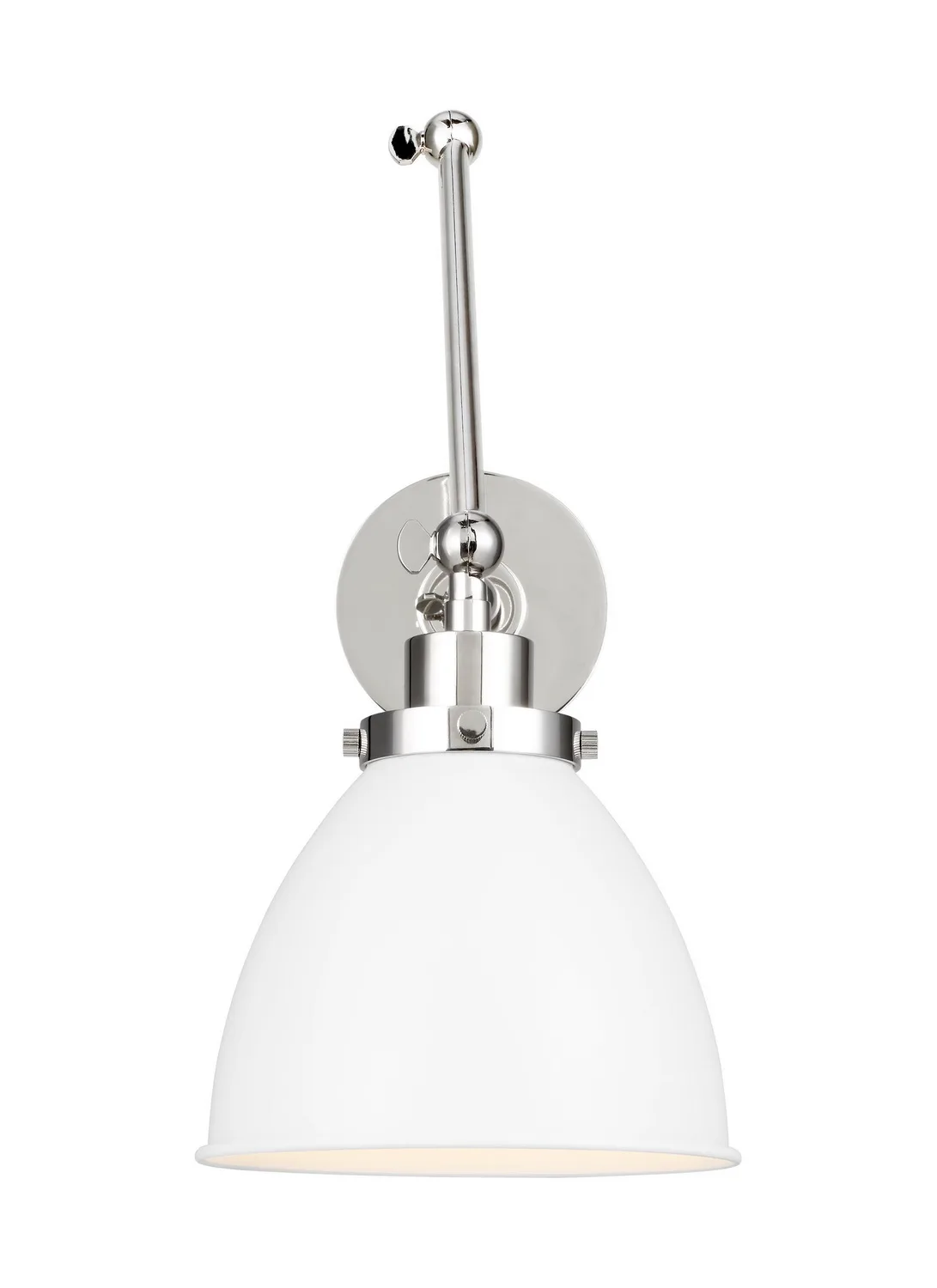 Wellfleet One Light Wall Sconce in Matte White and Polished Nickel