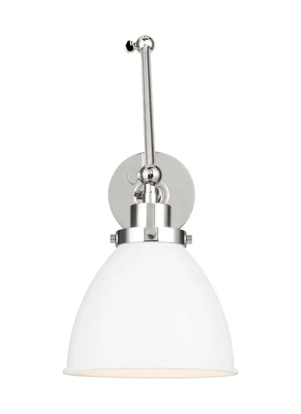 Wellfleet One Light Wall Sconce in Matte White and Polished Nickel