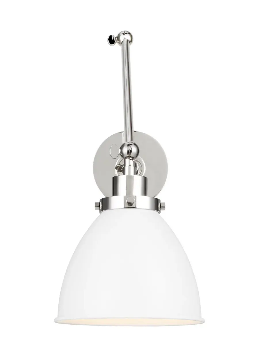 Wellfleet One Light Wall Sconce in Matte White and Polished Nickel
