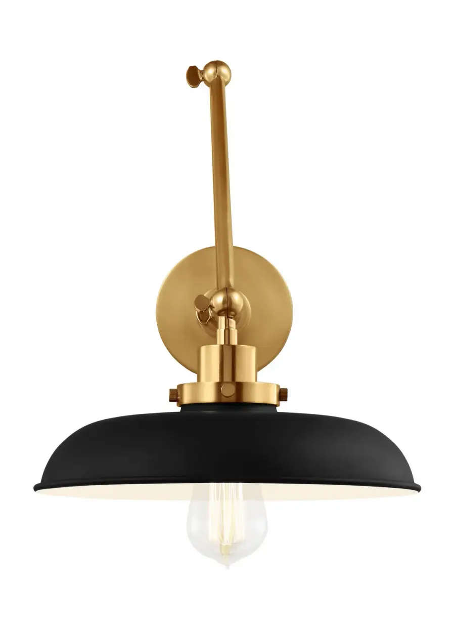 Wellfleet One Light Wall Sconce in Midnight Black and Burnished Brass