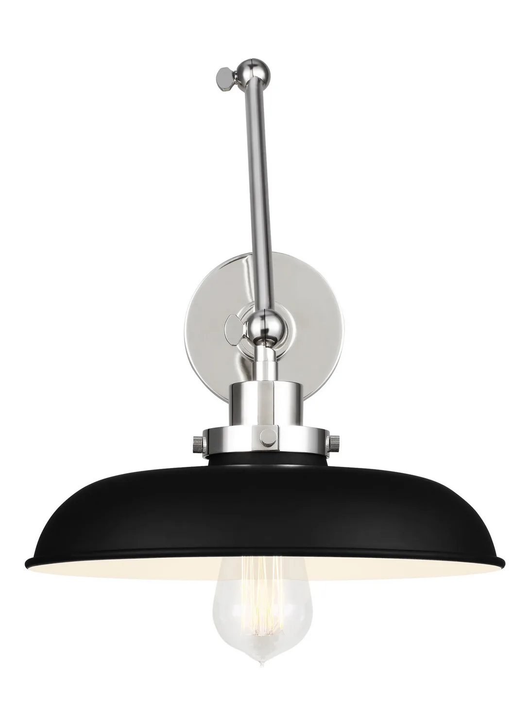Wellfleet One Light Wall Sconce in Midnight Black and Polished Nickel