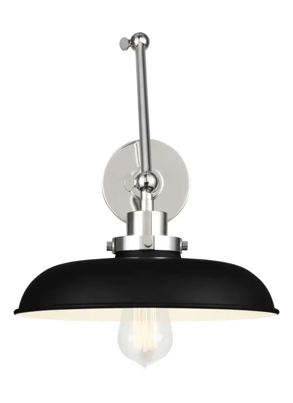 Wellfleet One Light Wall Sconce in Midnight Black and Polished Nickel