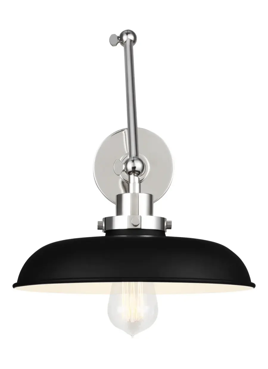 Wellfleet One Light Wall Sconce in Midnight Black and Polished Nickel