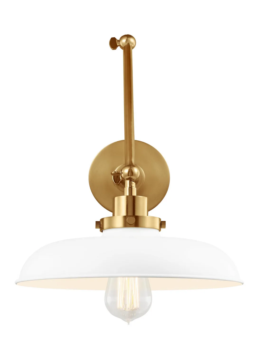 Wellfleet One Light Wall Sconce in Matte White and Burnished Brass