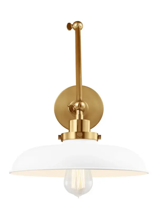Wellfleet One Light Wall Sconce in Matte White and Burnished Brass