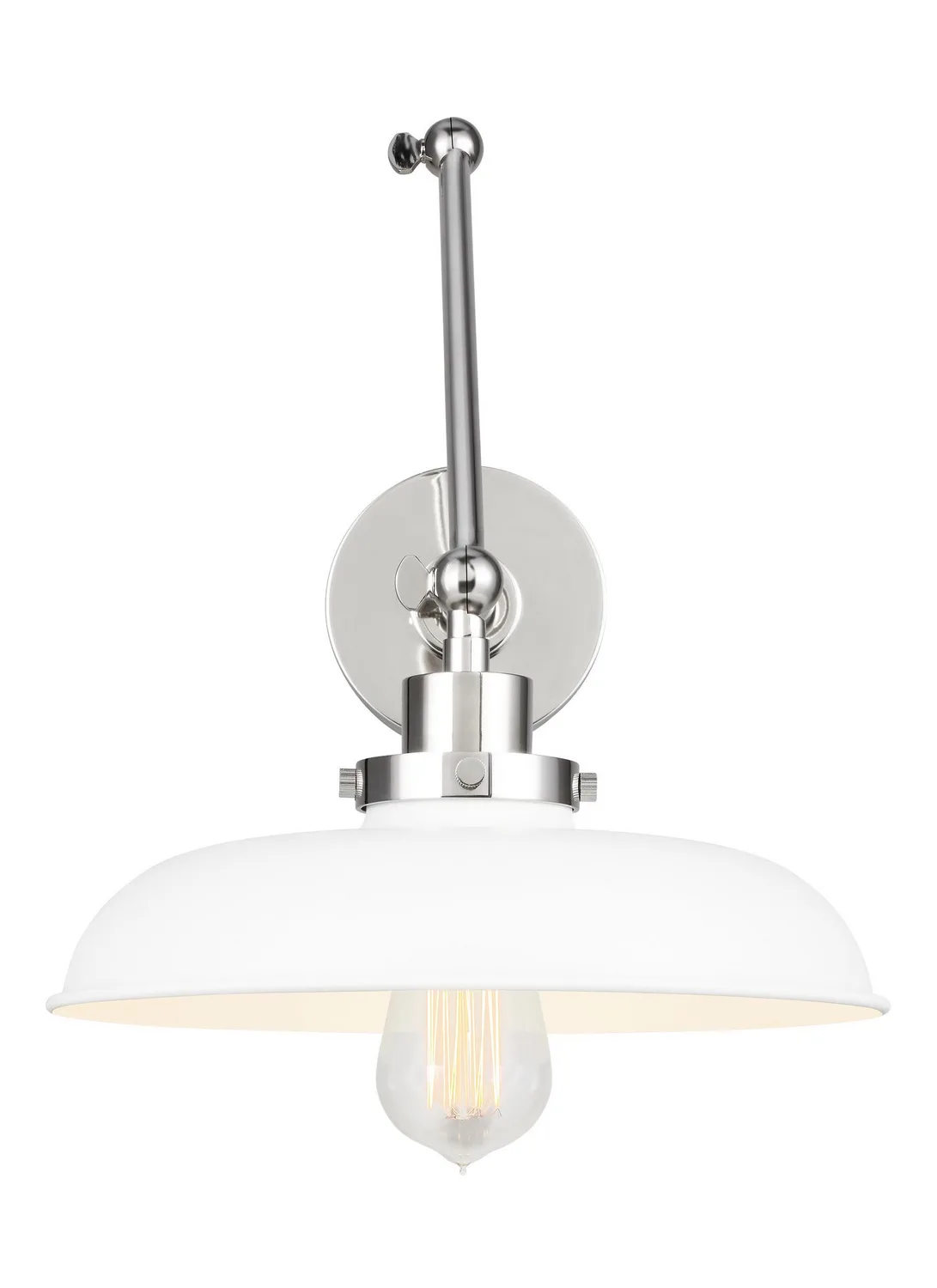 Wellfleet One Light Wall Sconce in Matte White and Polished Nickel