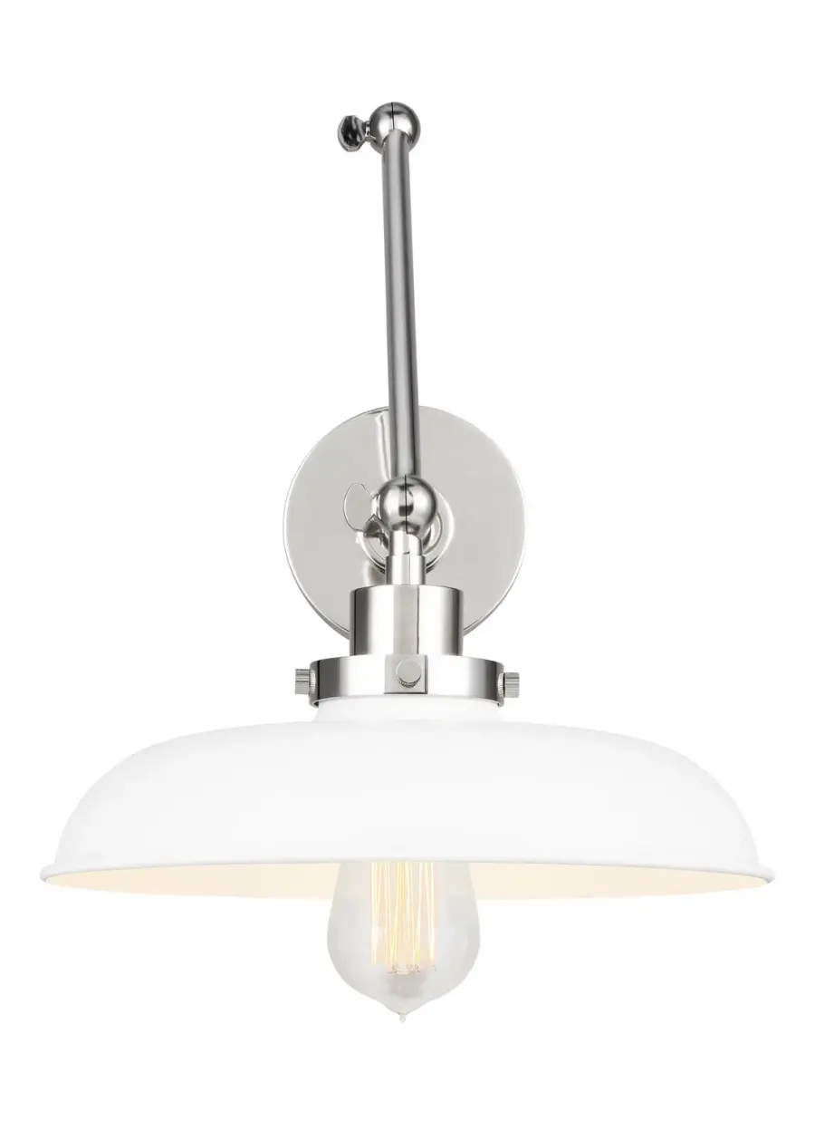 Wellfleet One Light Wall Sconce in Matte White and Polished Nickel