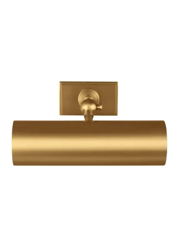The Kenyon picture light combines timeless pharmacy styling with modern functionality. Its burnished brass finish and clean metal shade provide focused illumination for artwork while adding architectural interest to any wall.