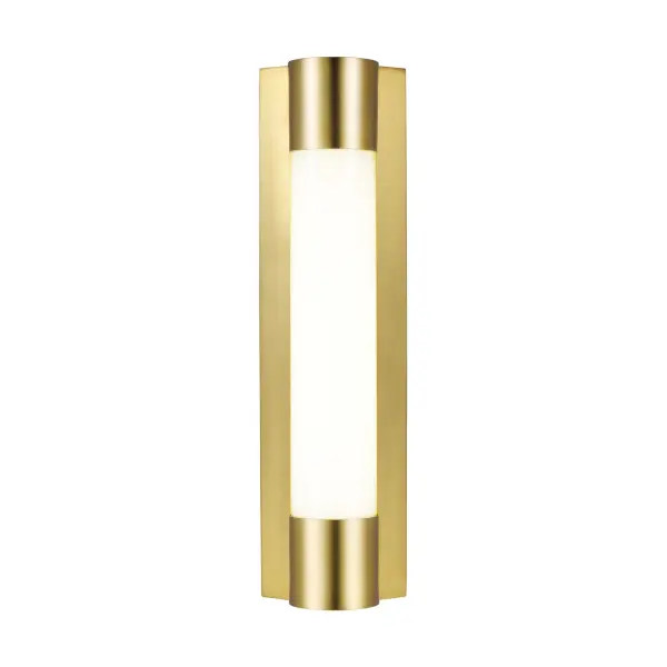 The Loring LED vanity light combines geometric precision with modern functionality. Its cylindrical glass shade and triangular backplate create a striking architectural statement, while integrated LED technology eliminates bulb changes.