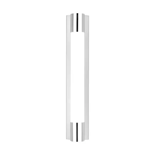 The Loring LED vanity combines geometric precision with practical LED technology. Its cylindrical glass shade and triangular backplate create a sculptural statement while delivering even, maintenance-free illumination perfect for modern bathrooms.