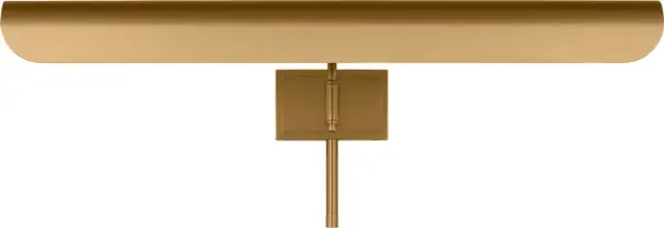 The Hull picture light brings maritime elegance with its unique single-piece bent metal shade inspired by ship hulls. The open-ended cylindrical design provides excellent light distribution while the pivoting backplate offers directional flexibility. - alternate view