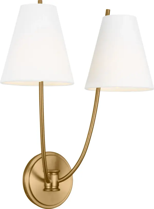The Marina 18" Double Sconce combines coastal charm with refined design, featuring a boat hull-inspired frame and dual arms that extend through the shade for dimensional interest. Perfect for flanking mirrors or illuminating hallways.