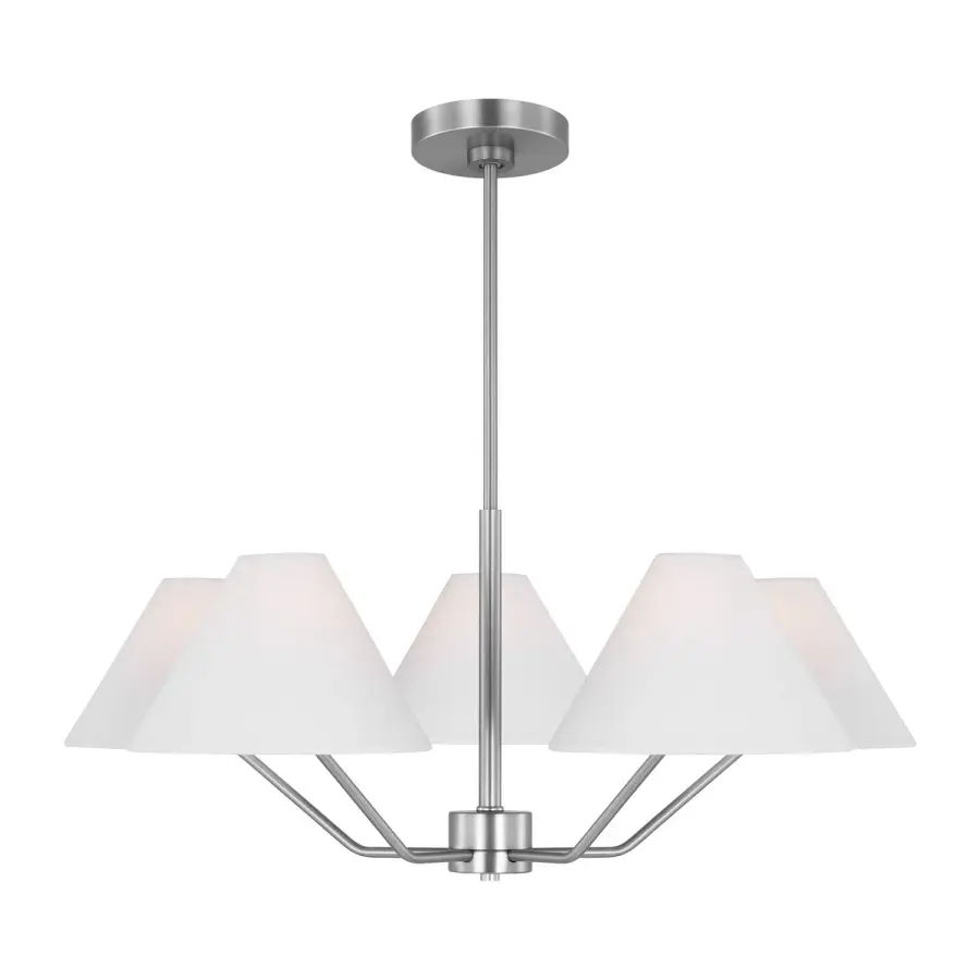 Burke Five Light Chandelier in Brushed Steel