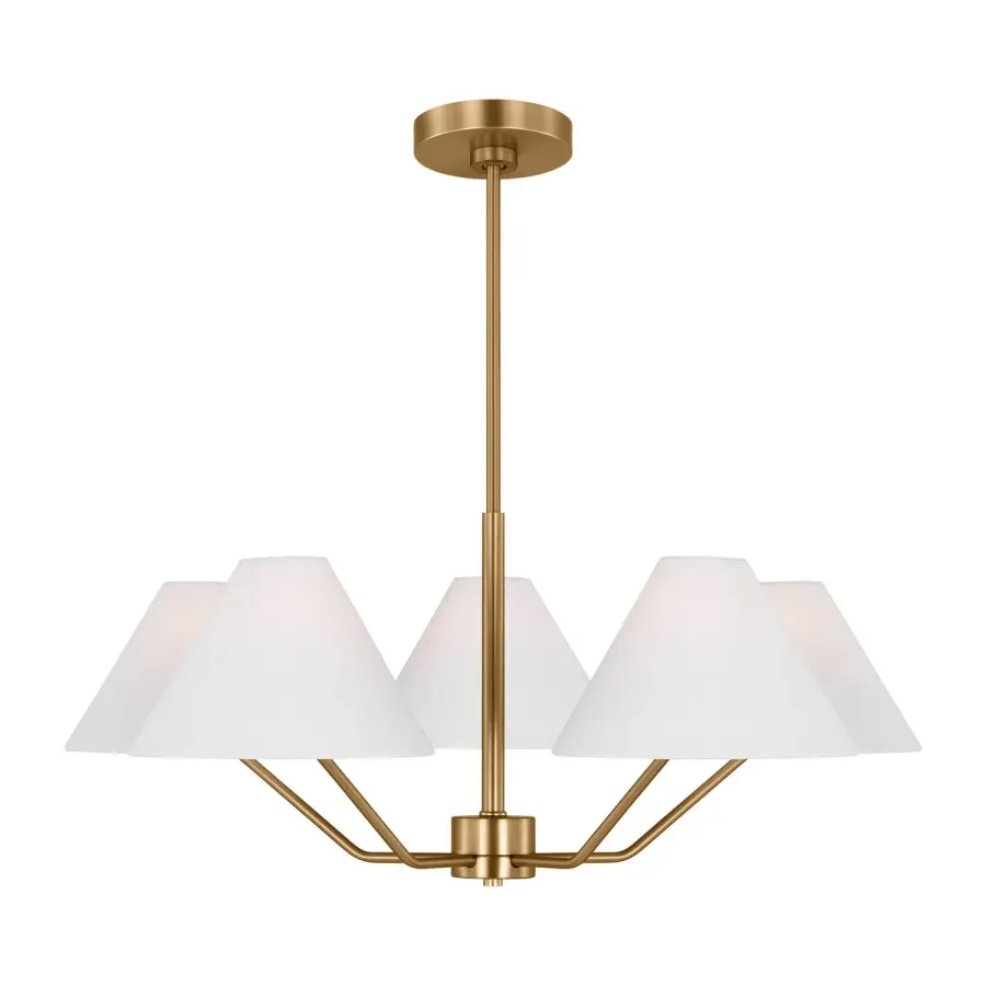 Burke Five Light Chandelier in Satin Brass