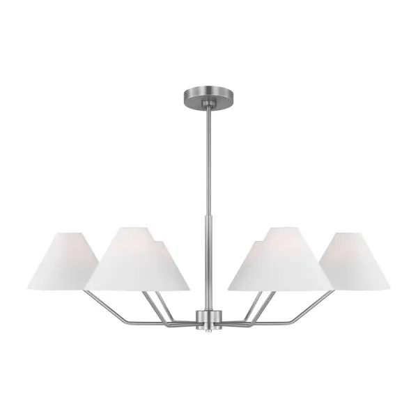 Burke Six Light Chandelier in Brushed Steel