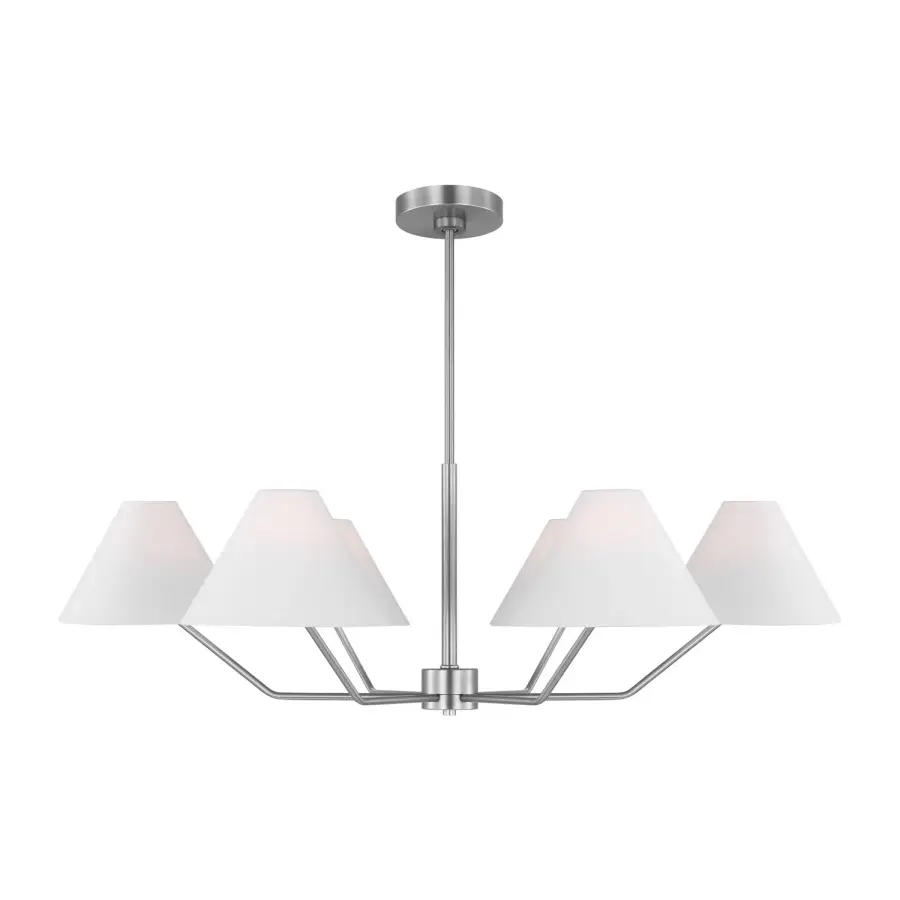 Burke Six Light Chandelier in Brushed Steel
