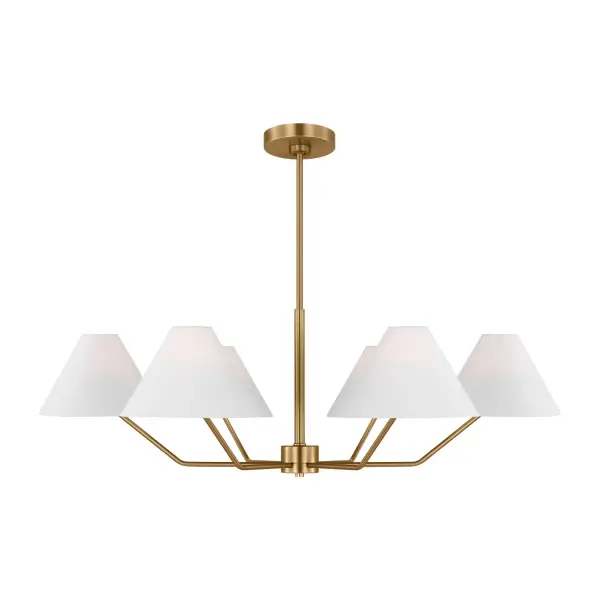 Burke Six Light Chandelier in Satin Brass
