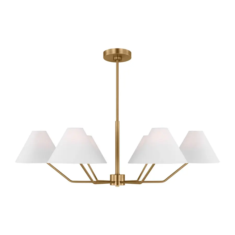Burke Six Light Chandelier in Satin Brass