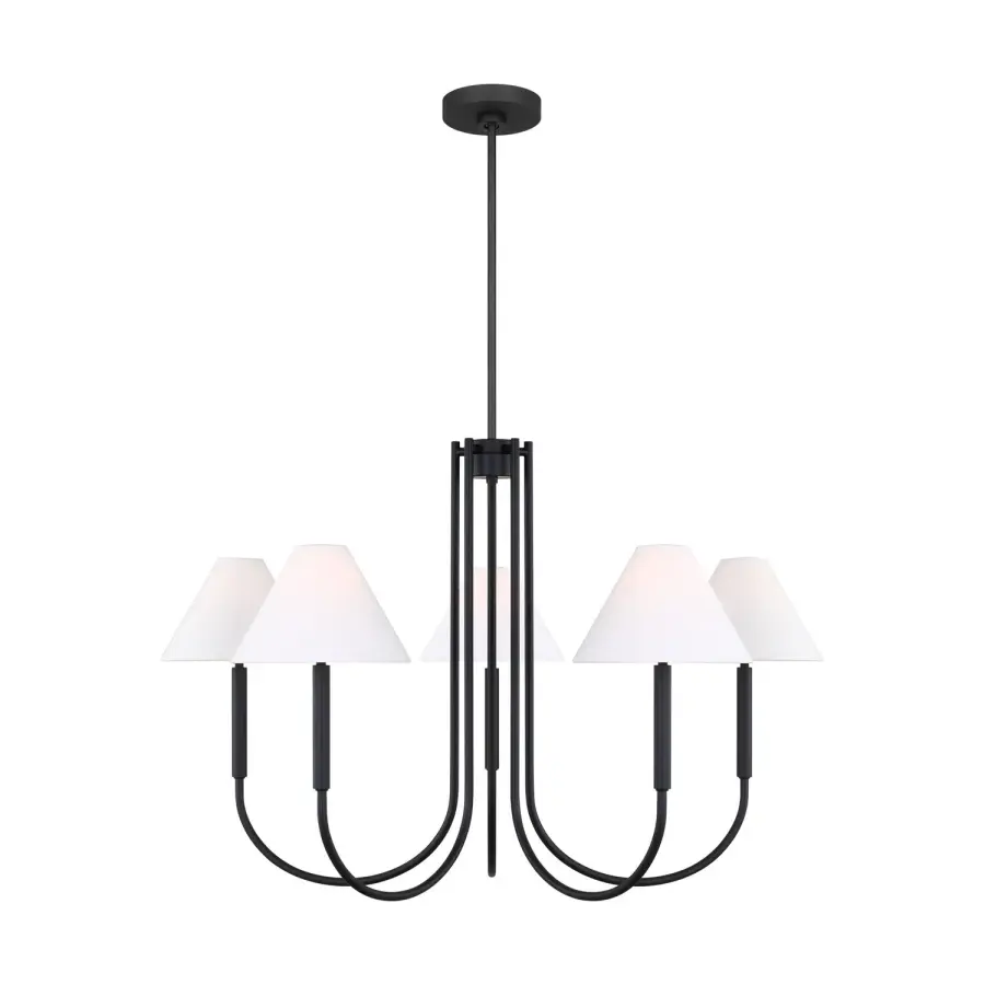 Porteau Six Light Chandelier in Midnight Black