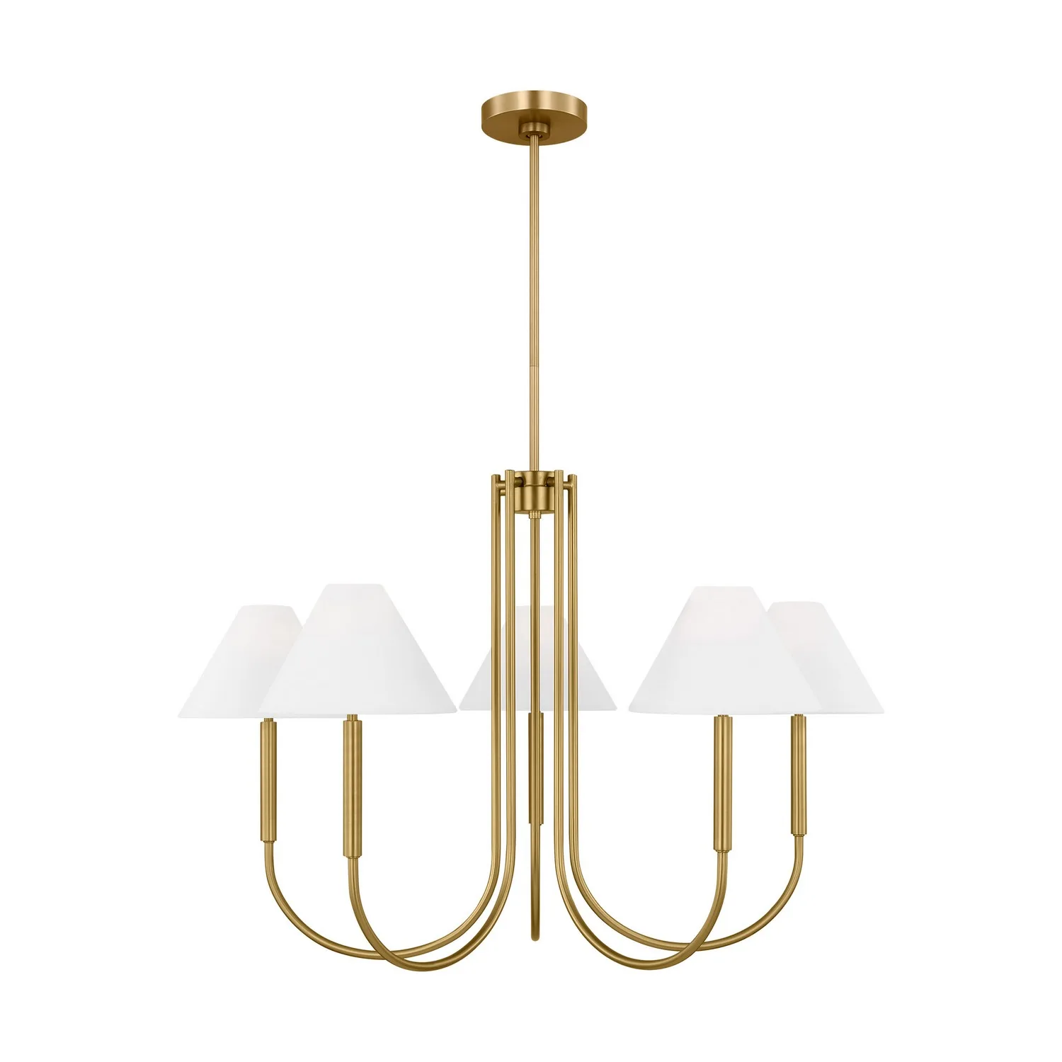 Porteau Six Light Chandelier in Satin Brass