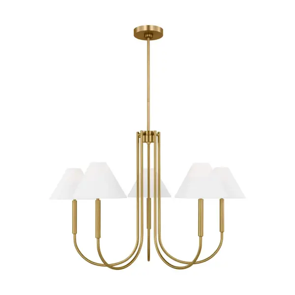 Porteau Six Light Chandelier in Satin Brass