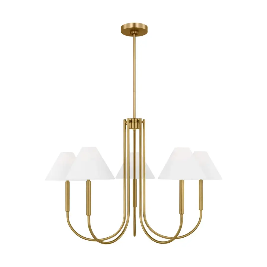 Porteau Six Light Chandelier in Satin Brass