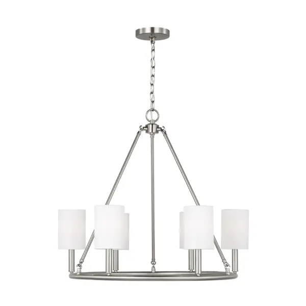 Egmont Six Light Chandelier in Brushed Steel