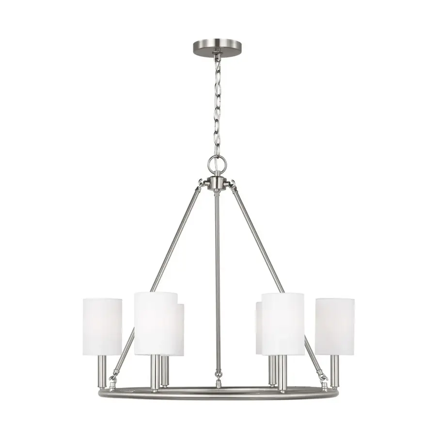 Egmont Six Light Chandelier in Brushed Steel