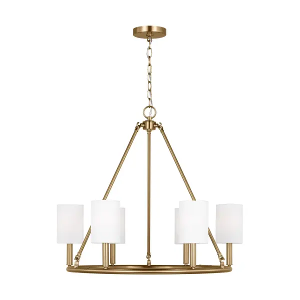 Egmont Six Light Chandelier in Satin Brass