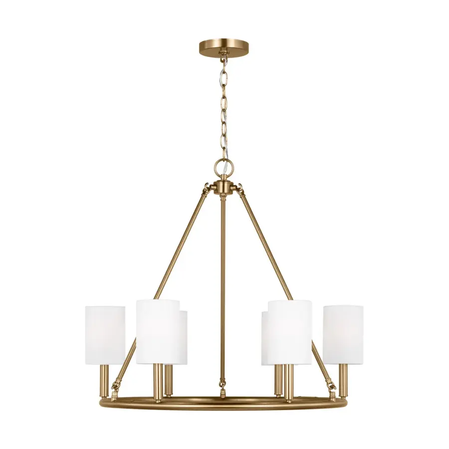 Egmont Six Light Chandelier in Satin Brass