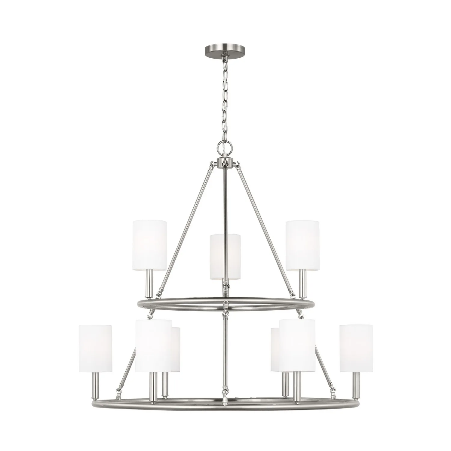 Egmont Nine Light Chandelier in Brushed Steel