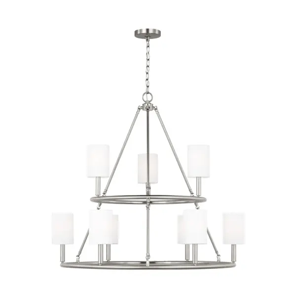 Egmont Nine Light Chandelier in Brushed Steel