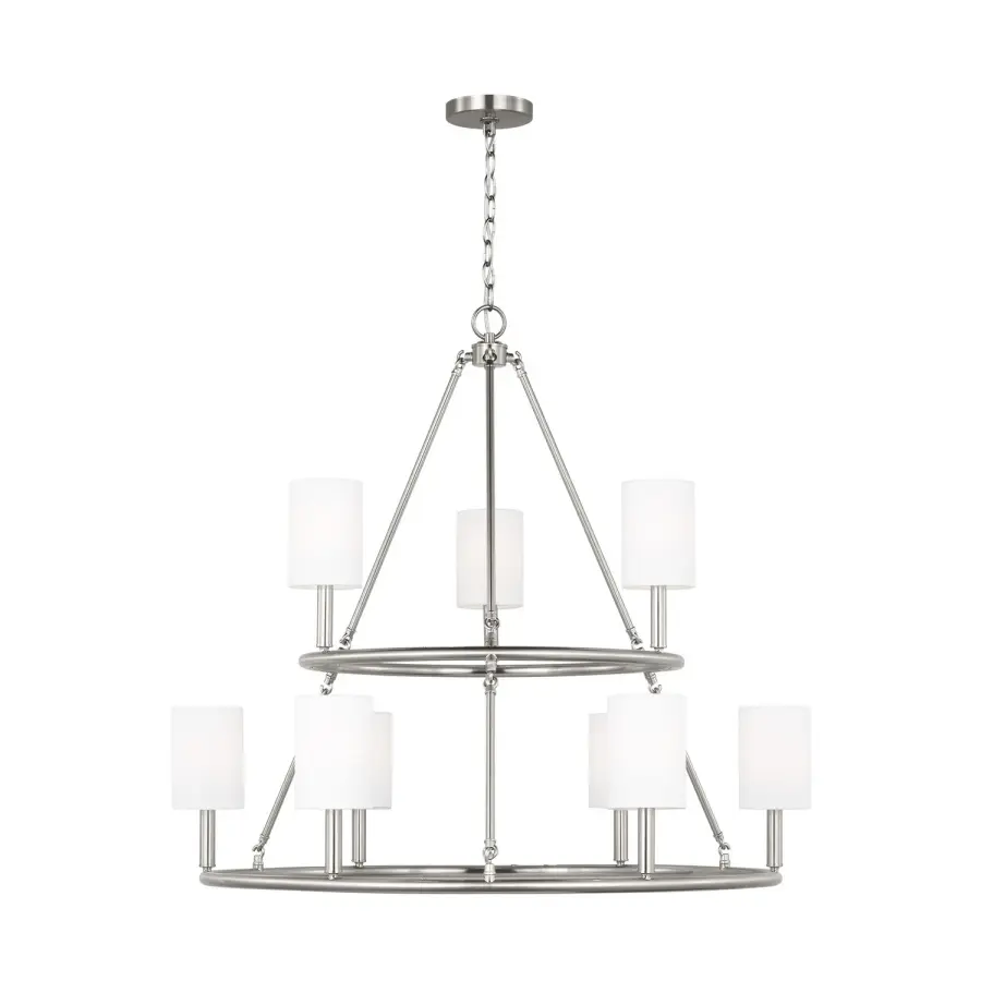 Egmont Nine Light Chandelier in Brushed Steel