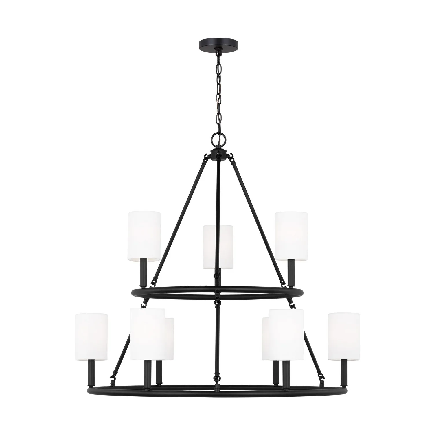 Egmont Nine Light Chandelier in Midnight Black