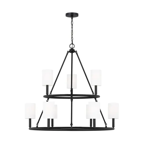 Egmont Nine Light Chandelier in Midnight Black